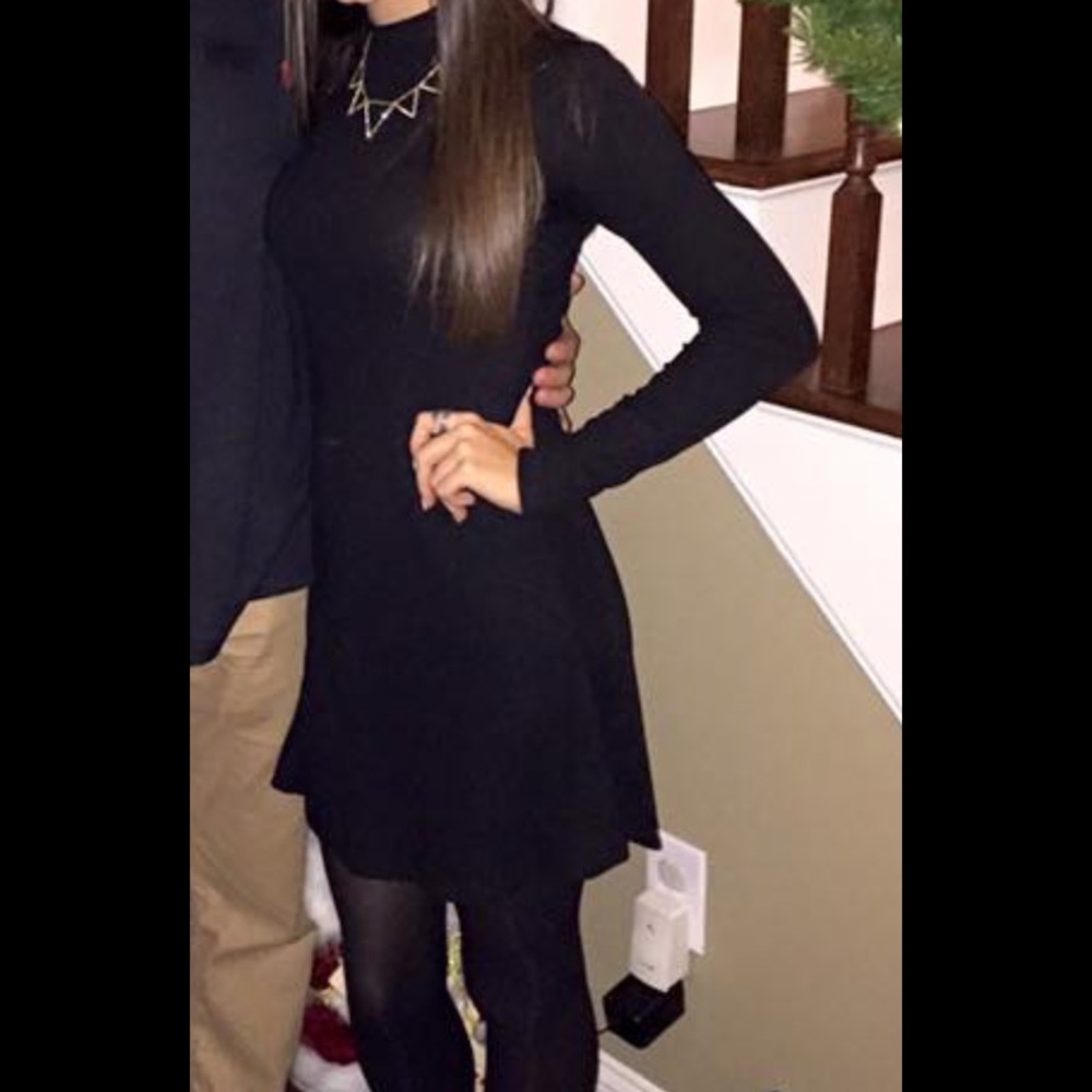 Black long sleeve turtle neck dress